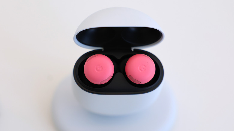 Pixel Buds Pro 2 in an open case.