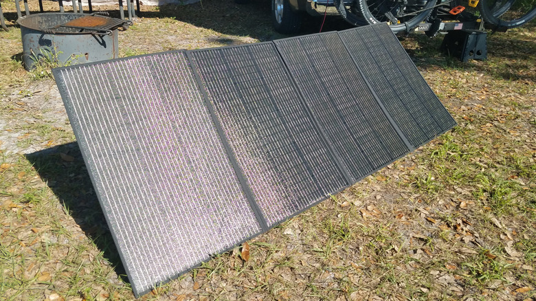 Bluetti portable solar panels placed outside in sunlight