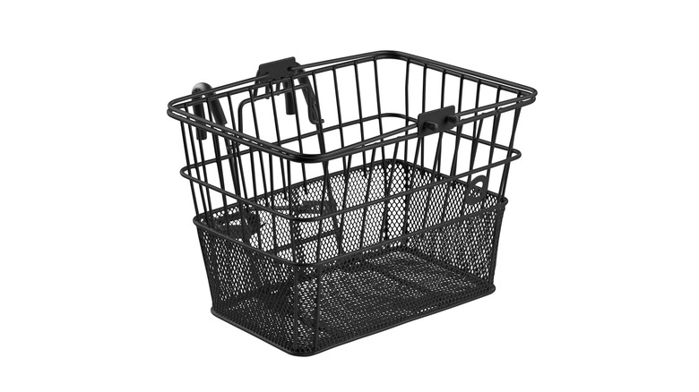 A black Retrospec Apollo detachable wire bike basket against a white background.