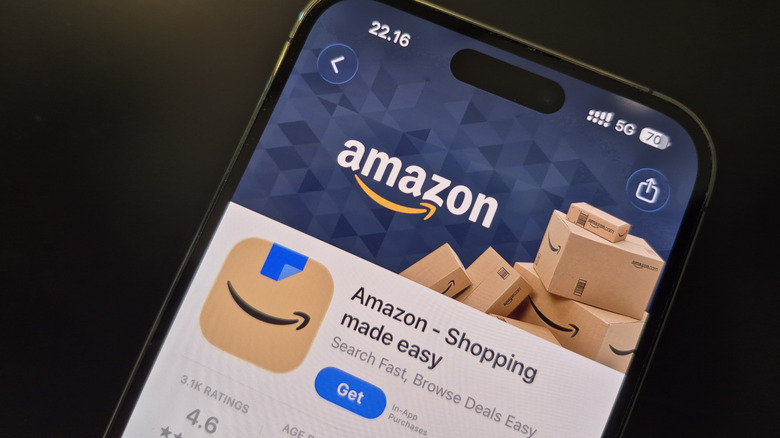 The Amazon app on an app store, shown on a phone.