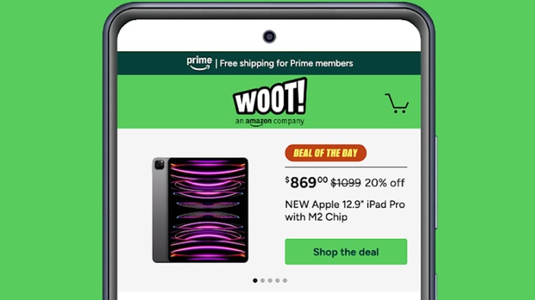 The Woot app on a phone, showing the Deal of the Day.