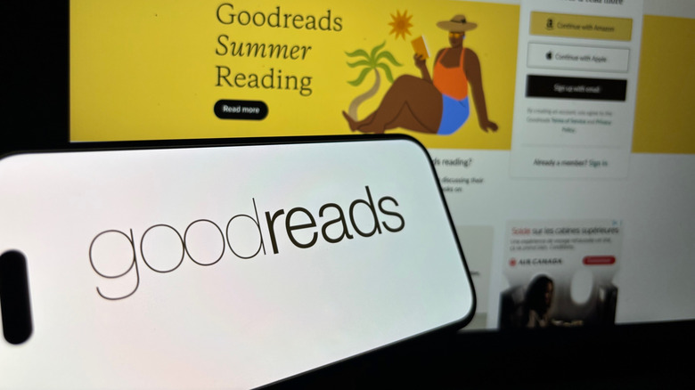 Goodreads app on a phone and pc web browser