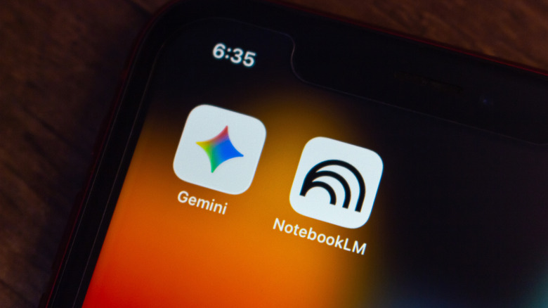 The app icons for Gemini and NotebookLM on a smartphone.