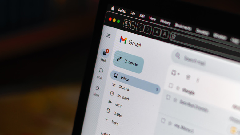 The Gmail interface on a laptop's screen.