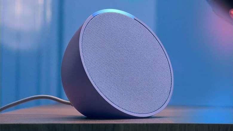 Amazon Echo Pop on a nightstand