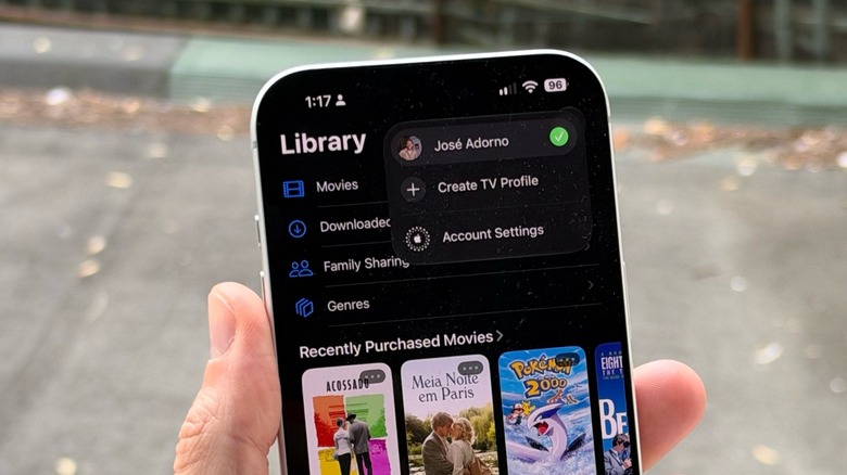 Close-up shot of the Apple TV app on an iPhone running iOS 27.2