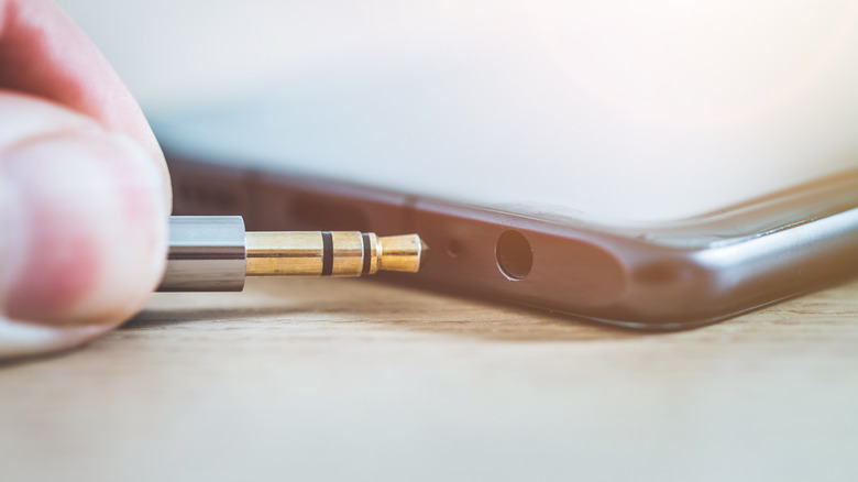 A smartphone with a headphone jack