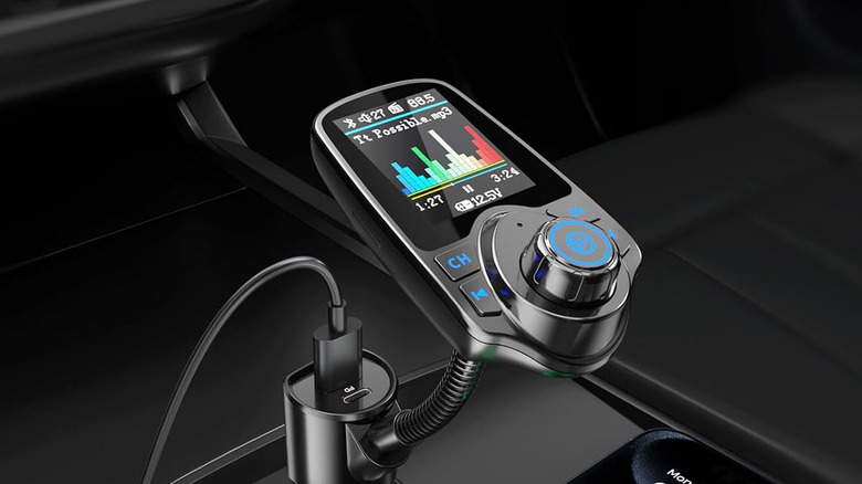 A Nulaxy car Bluetooth adapter showing its user interface.