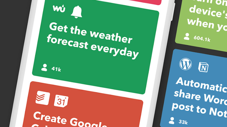 IFTTT application on smartphone with block that description open