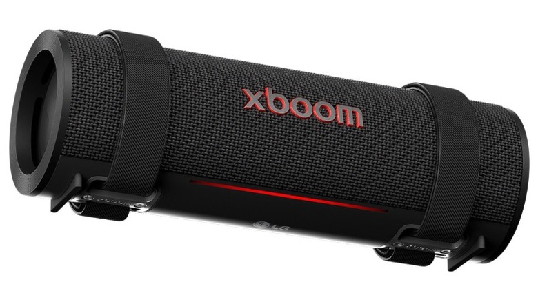 The LG xboom Grab portable Bluetooth speaker.