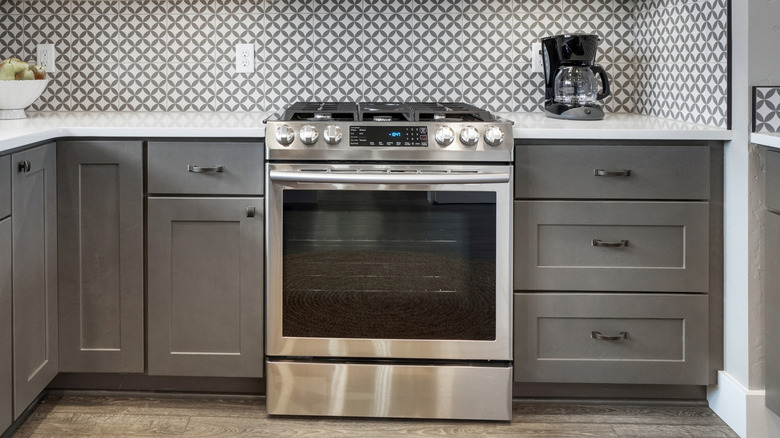 An oven in the kitchen.