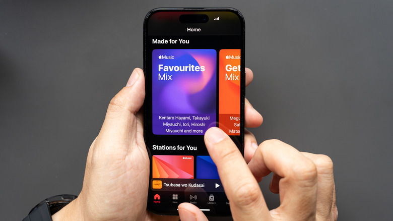 The home screen of the Apple Music app on an iPhone.