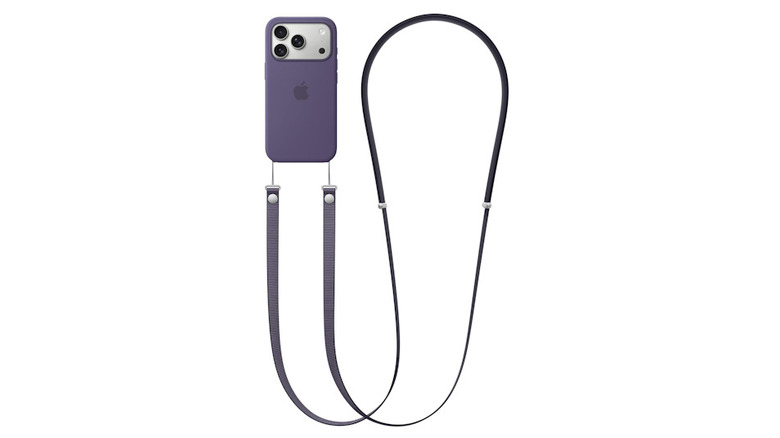 Apple Crossbody Strap attached to the phone case