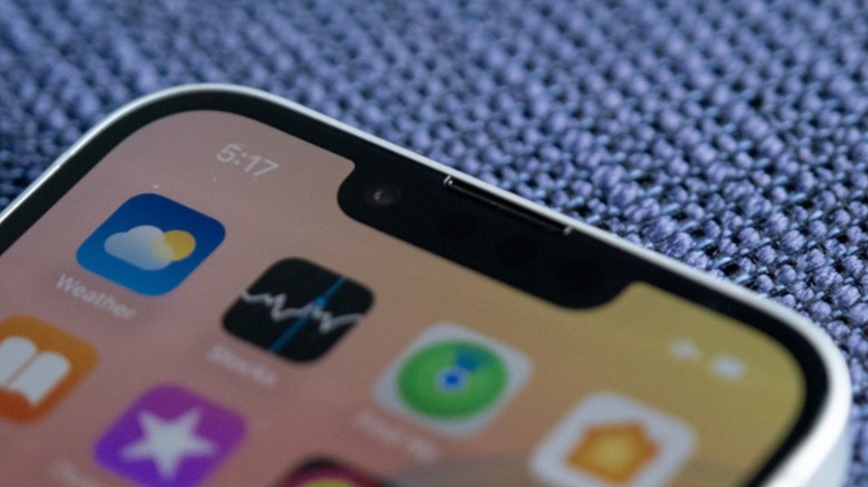 Up close shot of the iPhone 16e notch