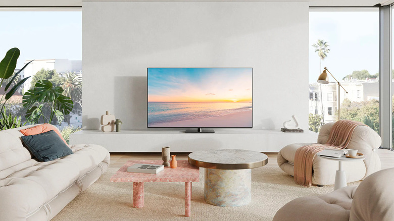 Panasonic Z85A sat on a TV table in the living room