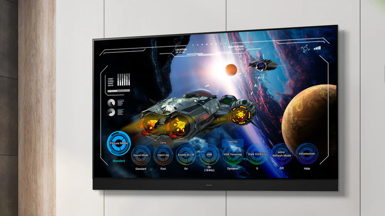 Panasonic Z95B mounted on a wall running a game