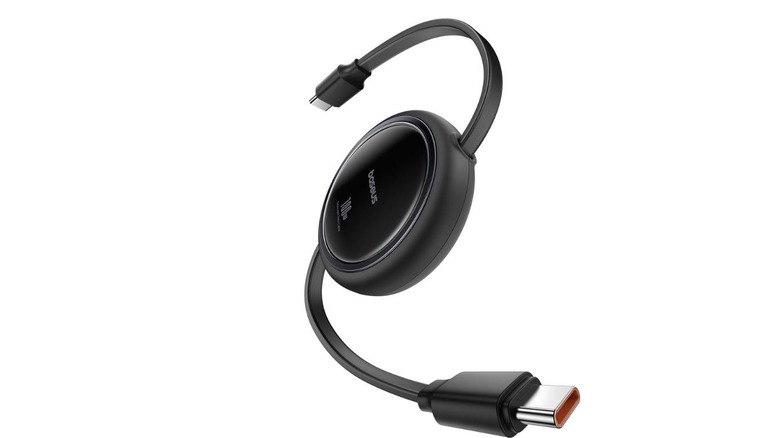 Baseus USB-C-to-USB-C retractable cable against a white background