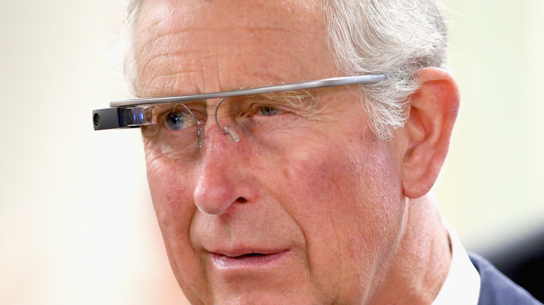 King (Prince at that time) Charles wears Google Glass