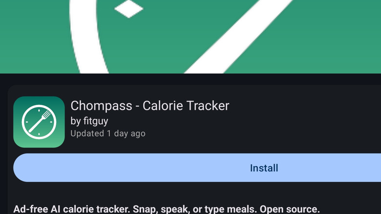 A calorie tracking app found on the F-Droid store