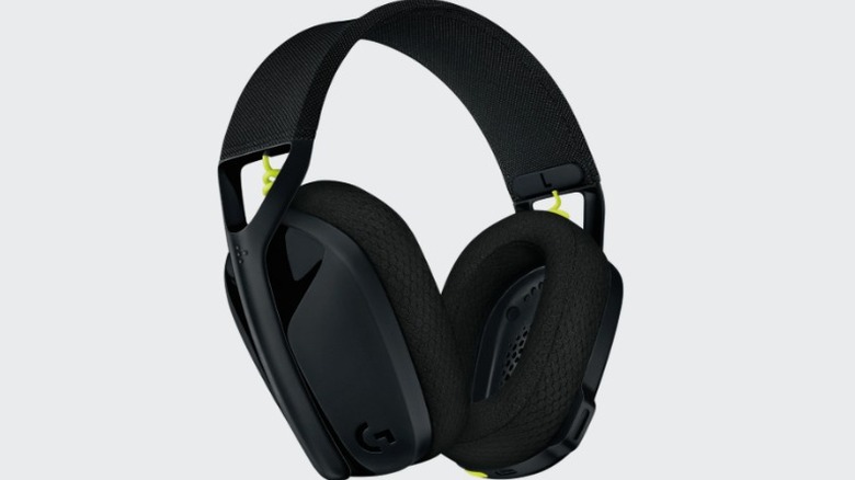 The Logitech G435 Lightspeed gaming headset on a grey background