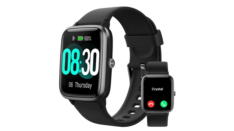 GRV Smart Watch shown from side and with caller display information on screen
