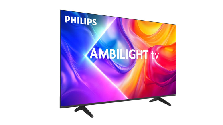 A Philips Ambilight TV on a white background.