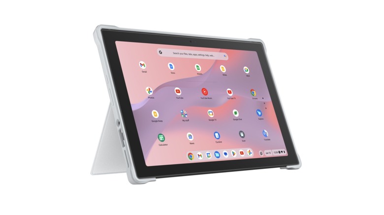 Asus Chromebook CM30 against a white background in tablet mode