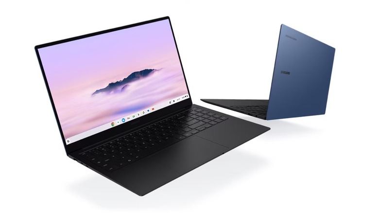 Samsung Galaxy Chromebook Plus back and front view