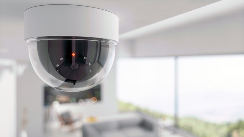 dome camera on the ceiling