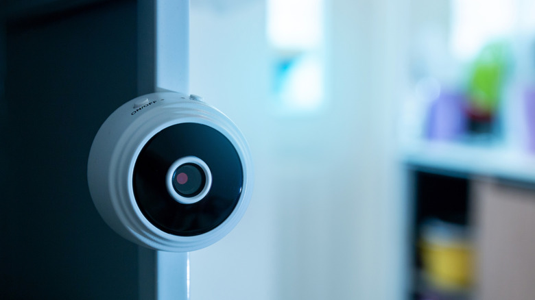 camera mounted on a wall fixture