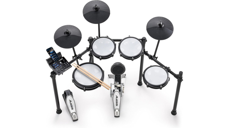 The Alesis Nitro Max foldable E-Drum kit, fully assembled