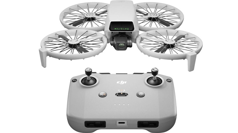 The DJI Flip drone with its controller