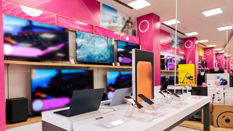 An electronics store with different types of gadgets on display