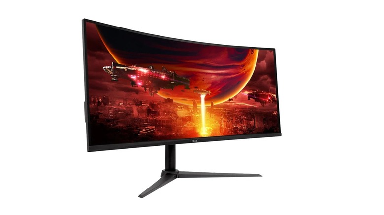 The Acer Nitro 34-inch ED340CU WQHD curved gaming monitor on a white background.