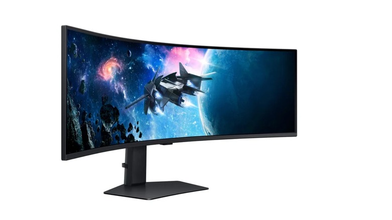 The Samsung 49-inch Odyssey G95C Dual QHD curved gaming monitor on a white background.