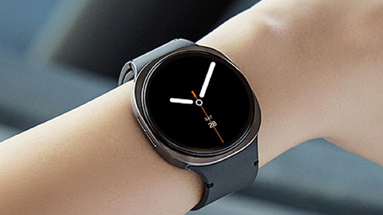 A Samsung Galaxy Watch8 on a wrist.