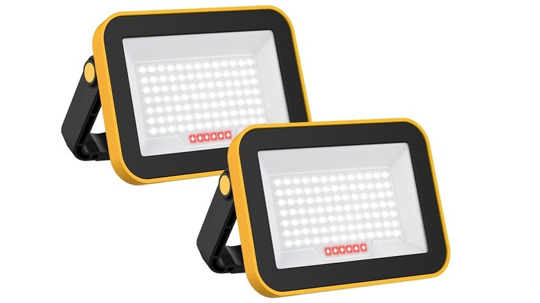 A pair of the T-Sun Rechargeable Work Lights on a white backgrouond.