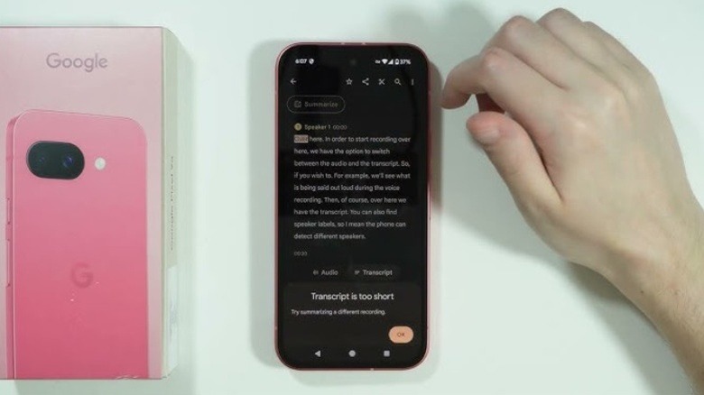Using the Pixel's Recorder app to create a summary of a recording