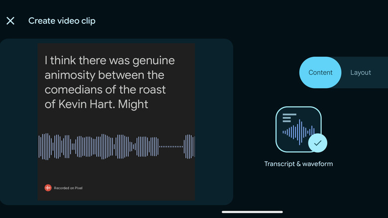 A screenshot of a shareable recording snipper from the Pixel's Recorder app