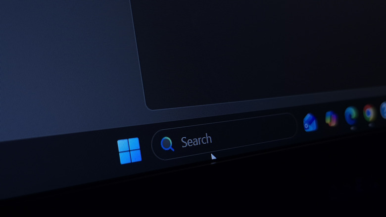 The Windows 11 taskbar search bar.