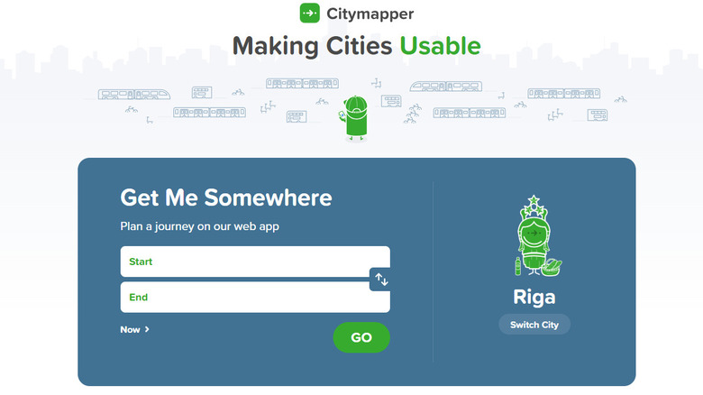 Person holding an iPhone with Ciymapper app open for navigation