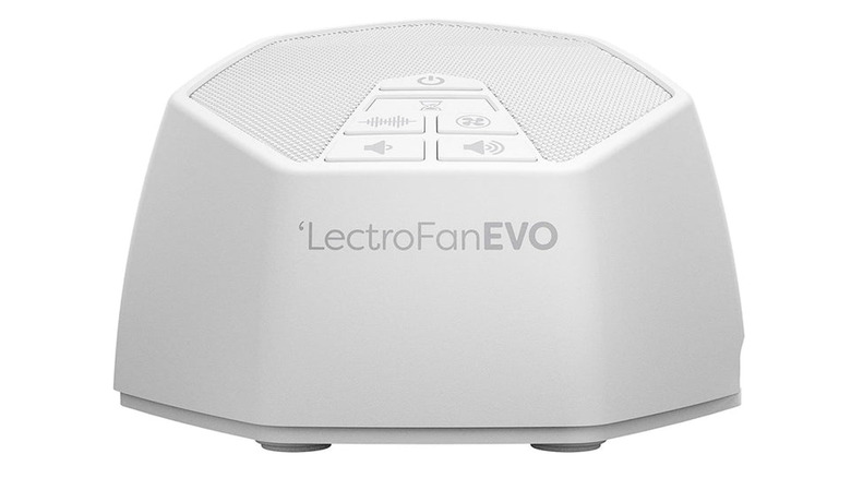 The LectroFan Evo white noise machine on a white background