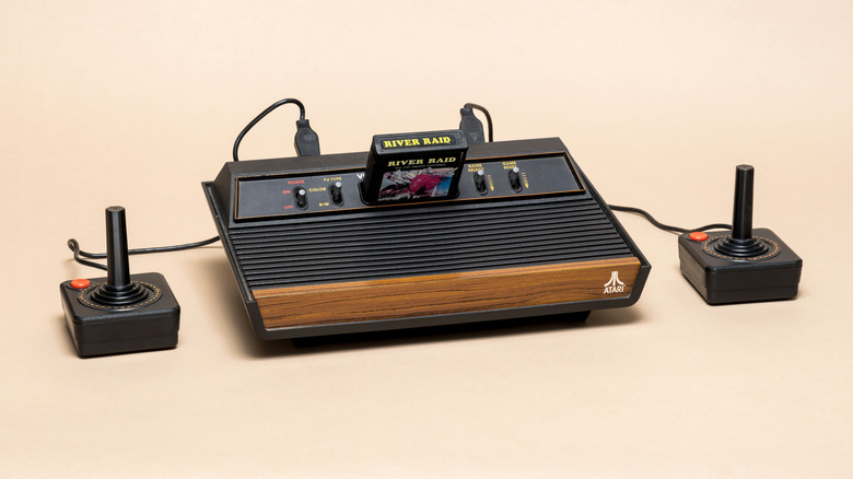The Atari 2600 console with River Raid plugged into it