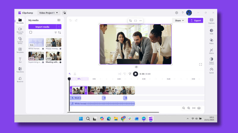 Screenshot of project in Clipchamp