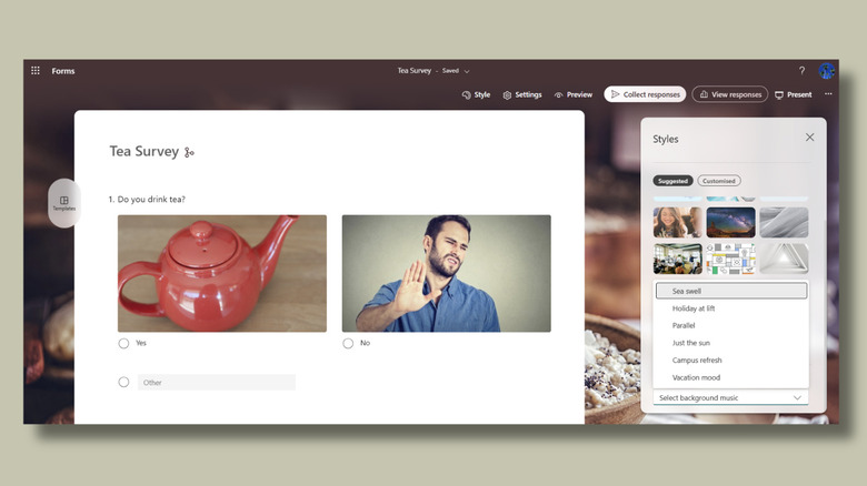 Screenshot of survey creation in Microsoft Forms