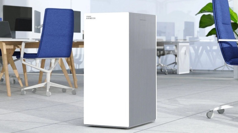 The Coway Airmega ProX air purifier in an office.