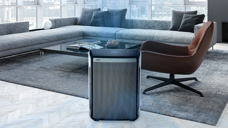 The Winix 9800 air purifier in a living room.