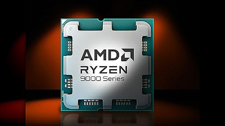 AMD Ryzen 9000 Series processor against a red/black background.