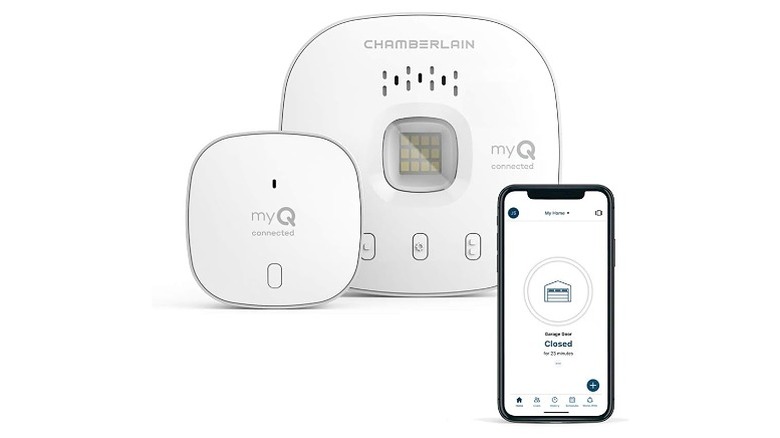 Two white sensors and smartphone screen