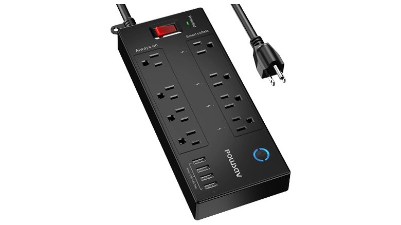 Black surge protector with multiple outlets